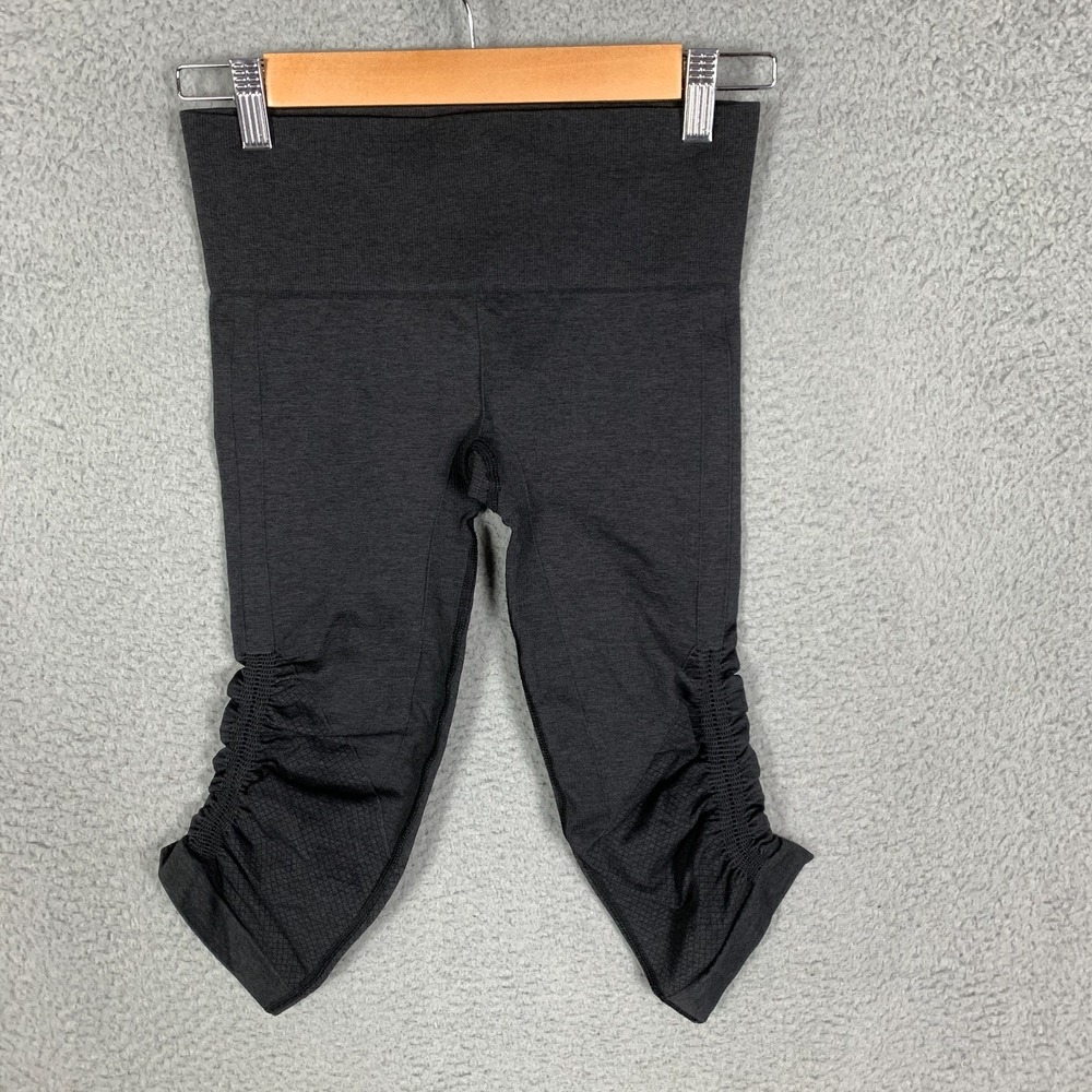 Lululemon Zone In Crop Legging Women's Size 4 Dark Gray Side Ruched Stretch Yoga